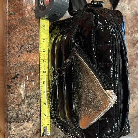 THINK ROYLN Shiny Black Crossbody Bag with Silver Accents - Picture 8 of 10